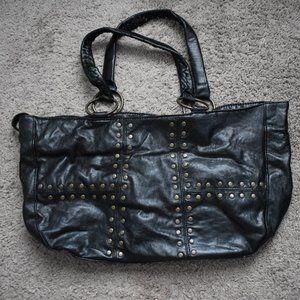 Black Purse with Gold Studs Faux Leather